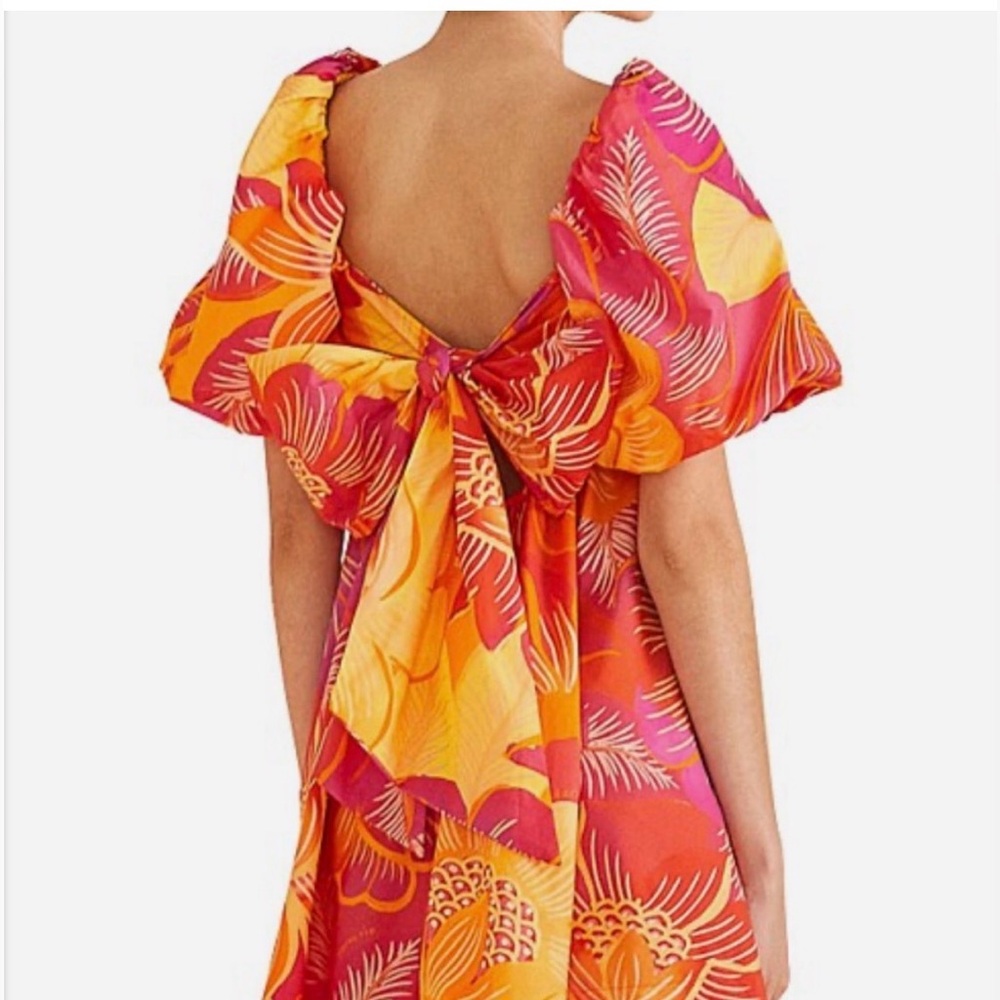 FarmRio Vibrant Floral Puff Sleeve Dress - Picture 2 of 4